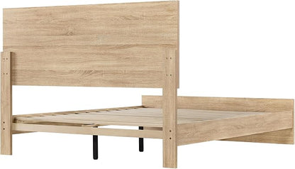 KISLOT Wood Bed Frame, Full Size Wooden Platform Bed Frame with Headboard and Footboard Mattress Foundation Farmhouse Bedroom Furniture No Box Spring Needed