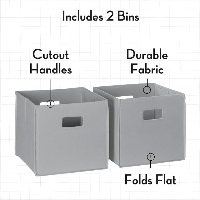 RiverRidge Kids 6 Cubby Storage 2pc Activity Table, White with Gray Bins