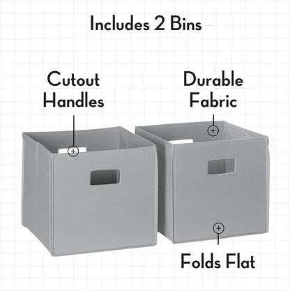 RiverRidge Kids 6 Cubby Storage 2pc Activity Table, White with Gray Bins