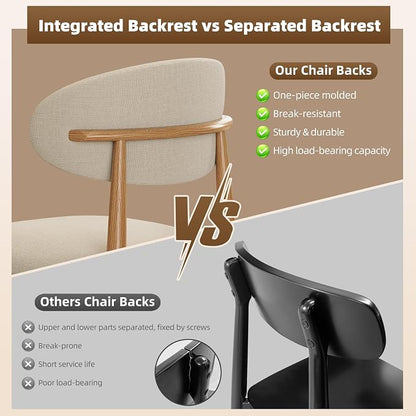 Dining Chairs Set of 6, Modern Fabric Upholstered Dining Room Chair MetalKitchen Chairs, Farmhouse Dinner Chair for Kitchen Dining Room, Beige
