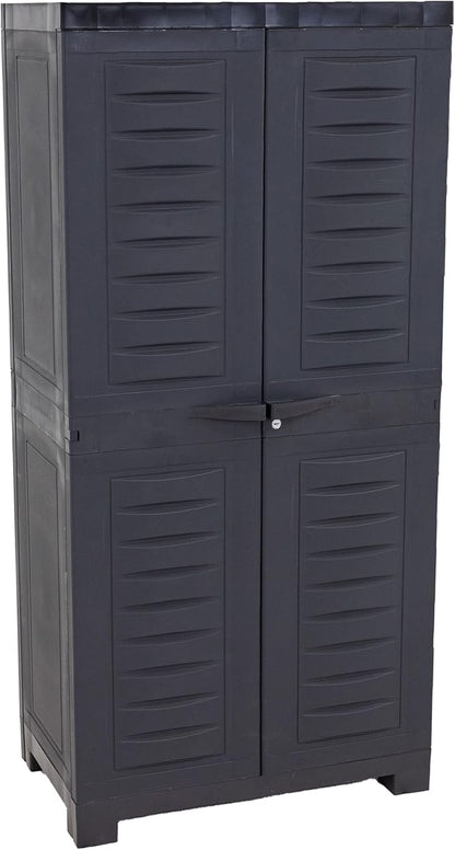 Sunnydaze 48" H Resin Garage Storage Cabinet - Garage Cabinet - Freestanding Utility Storage for Laundry Room, Office, Basement - Charcoal