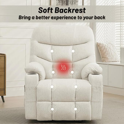 Korser Power Recliner Chair with Massage and Heating, Power Lift Recliner Chair for Elderly and Adults, Electric Recliner with Remote Control and Cup Holders for Living Room, Linen Fabric