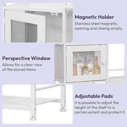 SWTYMIKI Coffee Bar Cabinet for Home - Farmhouse Coffee Stand Station Multi-Purpose Storage Cabinet with Adjustable Feet, Drawers - Kitchen Bar Table for Living Room, Corner, Small Space, Natural