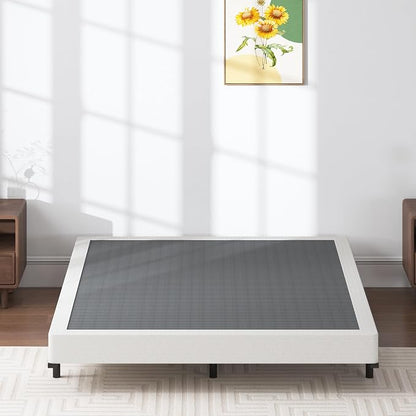 SHLAND Box Spring Queen - 3 Inch Heavy Duty Low Profile Metal Queen Box Springs for Bed, Mattress Foundation, Easy Assembly,Easy Clean Cover