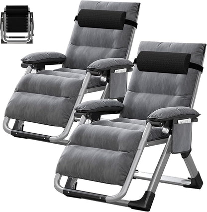 ABORON 2PK Zero Gravity Chair/Armrest Mat,Premium Outdoor Lawn Folding Lounge Chairs,Sturdy Adjustable Reclining Patio Chairs with Removable Seating Cushion,Headrest & Tray