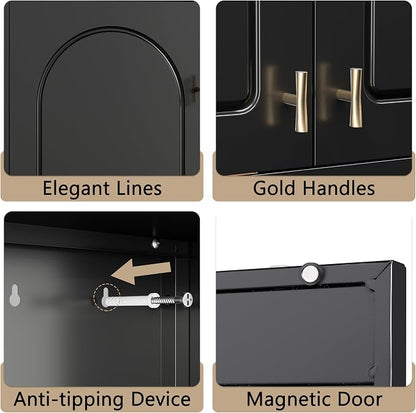 86" Metal Wardrobe Cabinets,Black Armoire Wardrobe Closet with Hanging Rod,Clothes Storage Cabinet with Adjustable Shelves and Doors,Clothing Cabinet for Bedroom, Office, Laundry Room