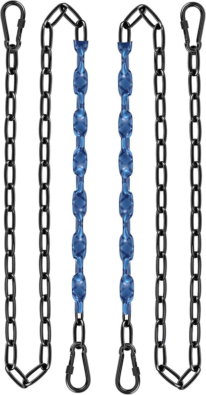 64inch Hanging Swing Chair Chain (2)+ 4 Free Quick Links, 1000LB Load Bearing,Indoor and Outdoor Playground Swings, Hammocks, Sandbags Swing Chains (Blue, 2 Pack 64 Inch)