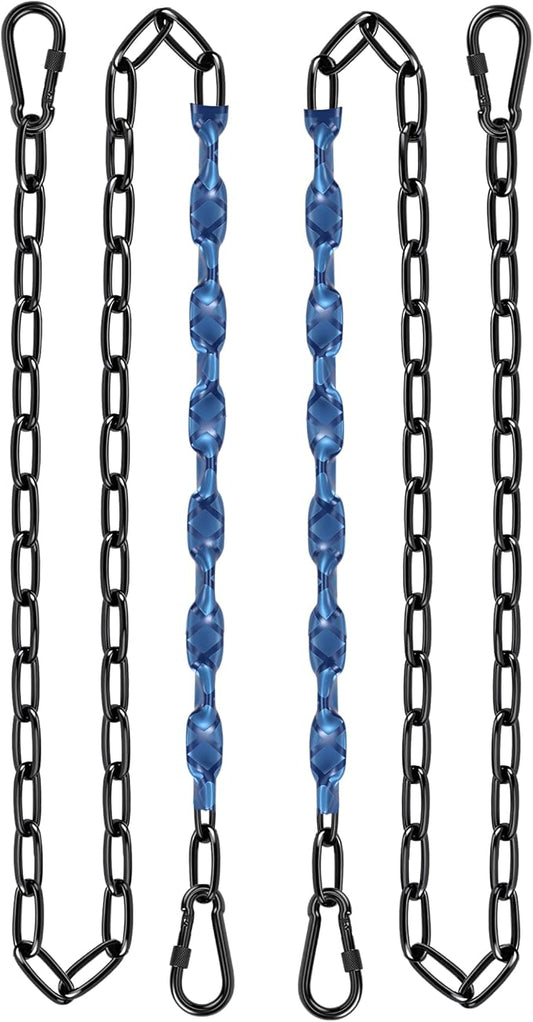 64inch Hanging Swing Chair Chain (2)+ 4 Free Quick Links, 1000LB Load Bearing,Indoor and Outdoor Playground Swings, Hammocks, Sandbags Swing Chains (Blue, 2 Pack 64 Inch)