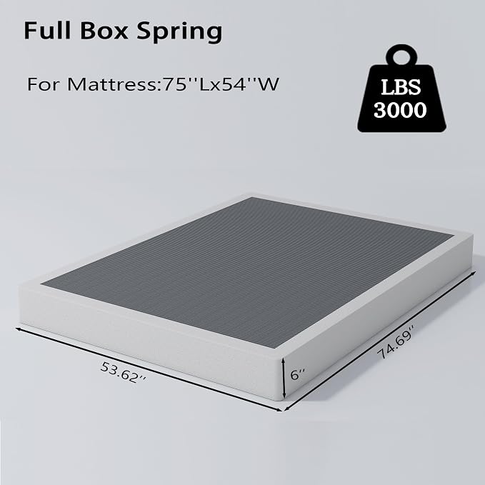 Vaciwe 6 Inch Full Box Spring and Cover Set, Box Springs Full Size, Heavy Duty Mattress Foundation, Easy Clean Cover, Simple Assembly