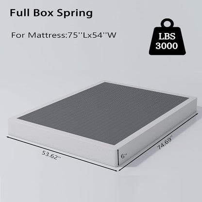 Vaciwe 6 Inch Full Box Spring and Cover Set, Box Springs Full Size, Heavy Duty Mattress Foundation, Easy Clean Cover, Simple Assembly