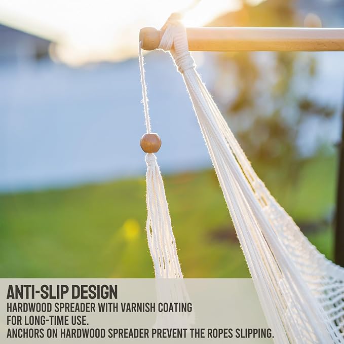JoyView Hammock Chair with Spreader Bar Caribbean Hammock Swing Chair 300 LBS Weight Capacity XL Rope Hanging Chair for Outdoor Indoor Garden Yard - Multi Color