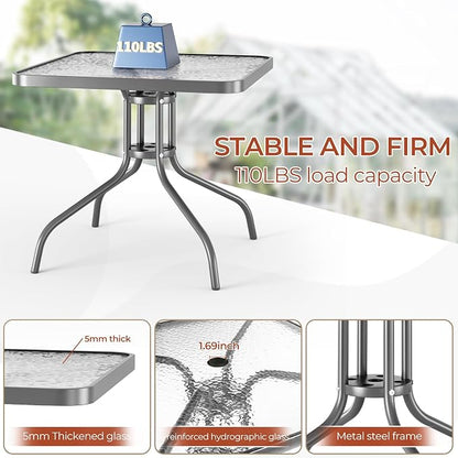 TLSUNNY Patio Dining Set 5 Pieces, All Weather Outdoor Furniture W/30"X 30" Table and 4 Stackable Textilene Chairs, Metal Table and Chairs for Lawn, Garden, Poolside, Backyard (Umbrella not Included)