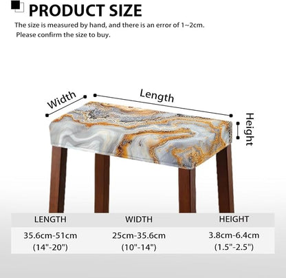Marble Print Bar Stool Seat Covers Rectangle 2 Pack Stool Covers Rectangular Vanity Chair Cover Saddle Bar Stool Covers Barstool Covers Slipcovers with Nonslip Elastic Bottom