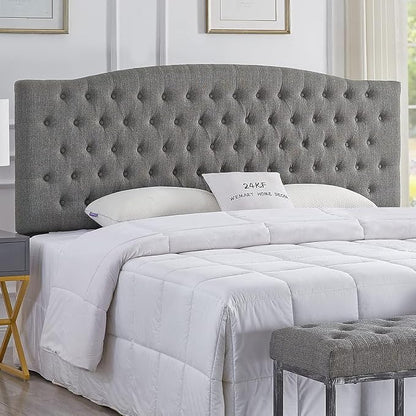 24KF Upholstered Tufted Button Linen King Headboard,Comfortable Fashional California King Headboard,Granite