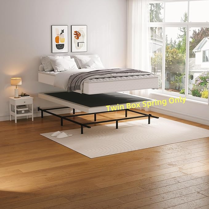 NHODIR Twin XL Box Spring Mattress Foundation, 3 Inch Low Profile | Heavy Duty Metal, Fabric Cover, Easy Assembly, Non-Slip & Noise-Free