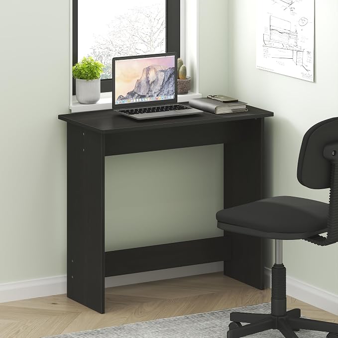 Furinno Simplistic 31-Inch Black Computer Desk, Small Office Desk, Rectangular Home Office Desk with Drawers, Gaming Desk for Home Office, Bedroom, Study Room, Black Espresso
