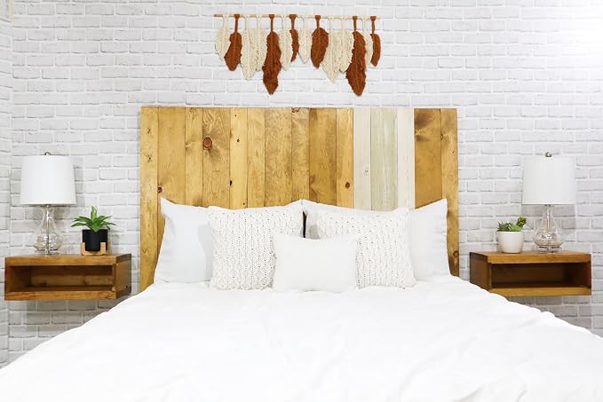 Barn Walls Boho Euro Mix Signature Design, Multicolored Solid Wood Headboard, Floating Panels, Wall Mount, Adjustable Height, Easy Assembly, King Size