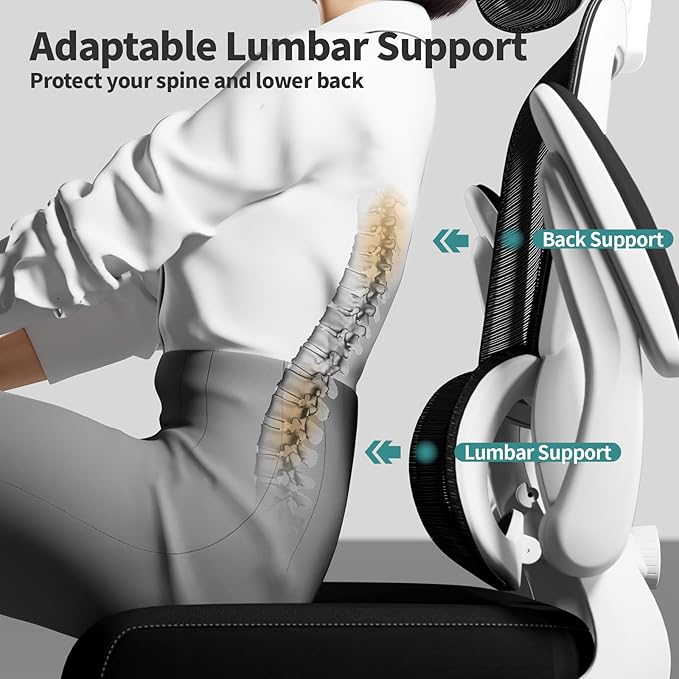 TRALT Office Chair Ergonomic Desk Chair, 330 LBS Home Mesh Office Desk Chairs with Wheels, Comfortable Gaming Chairs (1, Black & White)