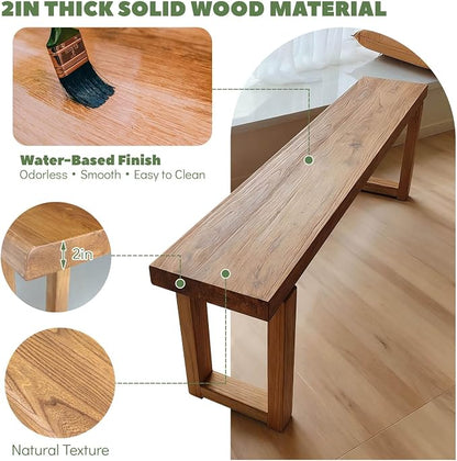 Narrow Farmhouse Bench Skinny Wooden Entryway Long Bench 32" 39" 47" 55" 63" 71" 79" Rustic Indoor Benches for Hallway Kitchen Dining Bedroom End of Bed Easy Assembly Natural Finish(39x10xH18")