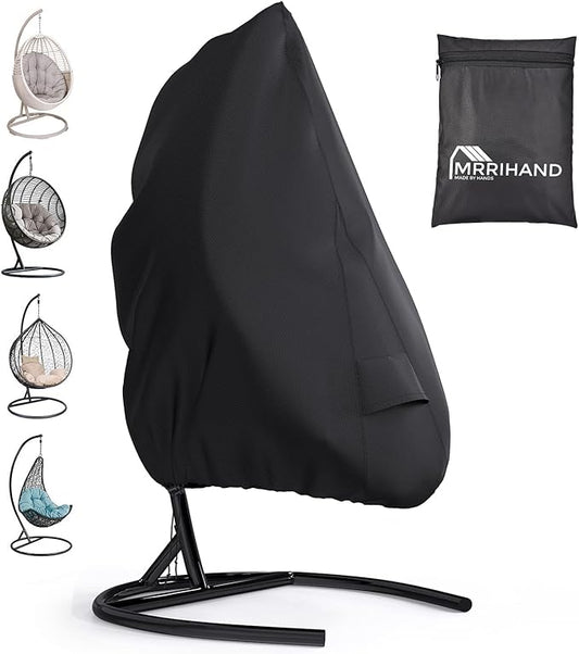 Patio Egg Chair Cover with Zipper and Air Vent, Mrrihand 420D Heavy Duty Outdoor Chair Cover Waterproof, Hanging Swing Chair Cover, 74.8”H x 45.3”W, Black, 1 Pack