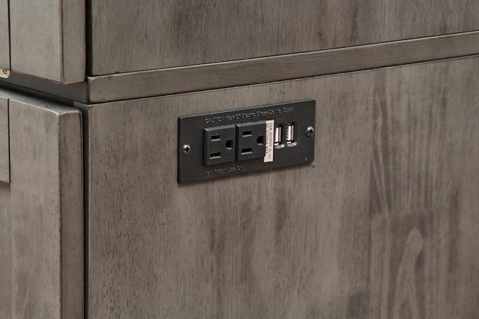 Mega Solutions Murphybedz Tuscany Murphy Cabinet Chest Bed with Charging Station 6 Inch (Galaxy Grey, King)