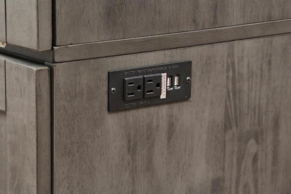 Mega Solutions Murphybedz Tuscany Murphy Cabinet Chest Bed with Charging Station 6 Inch (Galaxy Grey, King)