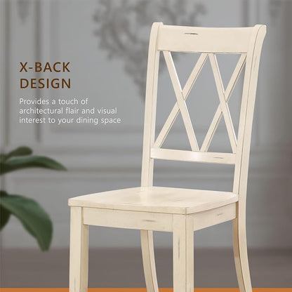 Lexicon Janina Dining Room Chairs Set of 2, Modern Farmhouse Dining Chairs Set of 2, Solid Wood, X Cross Back, for Traditional Modern Ranch Style Kitchen, Armless, Easy Assembly, White