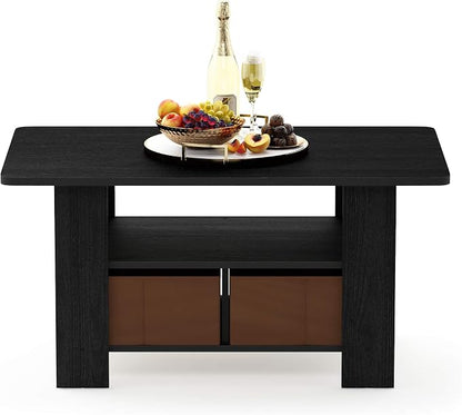 Furinno Andrey Coffee Table with Bin Drawer, Americano/Medium Brown, Small Non-Lift Top
