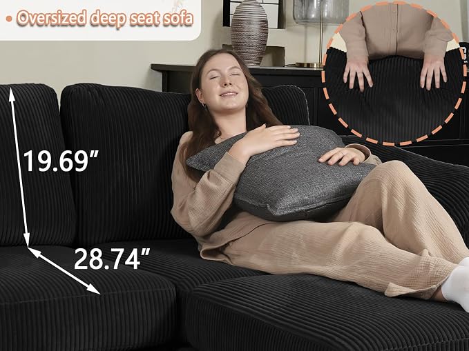 EASE MOOSE Oversized Modular Sectional Sofa, Extra Large L Shape Sectional Deep Seat Couch Removable Washable Sofa