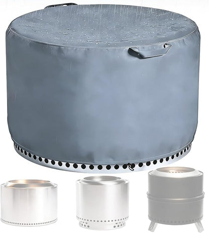 Chinchilla Fire Pit Cover Round for Solo Stove Yukon 27", Waterproof 600D Heavy Duty Tear Resistant Oxford Fabric, UV Resistant, Fits 27"-28" Gas/Table/Bowl Fire Pits, Grey