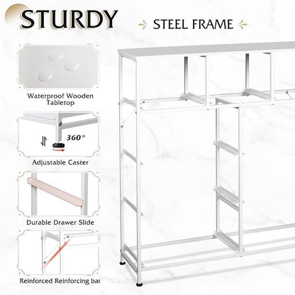 WLIVE 9-Drawer Dresser, Fabric Storage Tower for Bedroom, Hallway, Closet, Tall Chest Organizer Unit for Bedroom with Fabric Bins, Steel Frame, Wood Top, Easy Pull Handle, White