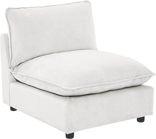 Iroomy Modular Sectional Sofa, Oversized Cloud Couch - Armless Single Sofa - White