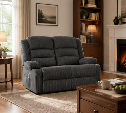 52Inch Reclining Loveseat Sofa,Power Loveseat Recliner,Electric Love seat Recliner Sofa for Bedroom,Living Room with Charging Ports,Striped Grey