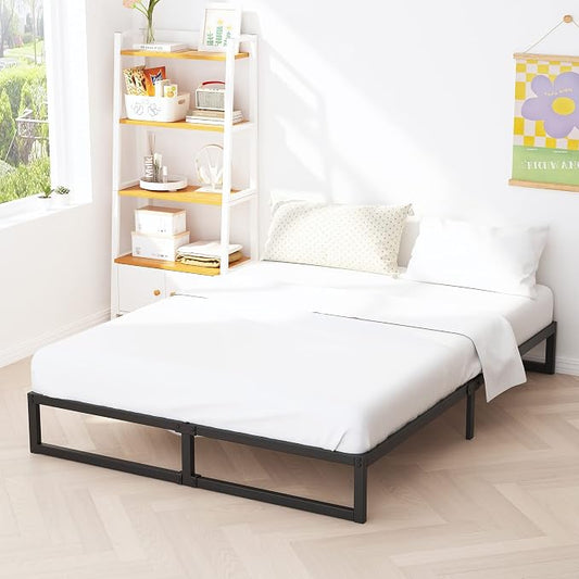 Richwanone 8 Inch Cal King Bed Frame Heavy Duty Metal Platform Bed, Black | California King Bed Frame Mattress Foundation with Steel Slat Support, No Box Spring Needed, Easy Assembly