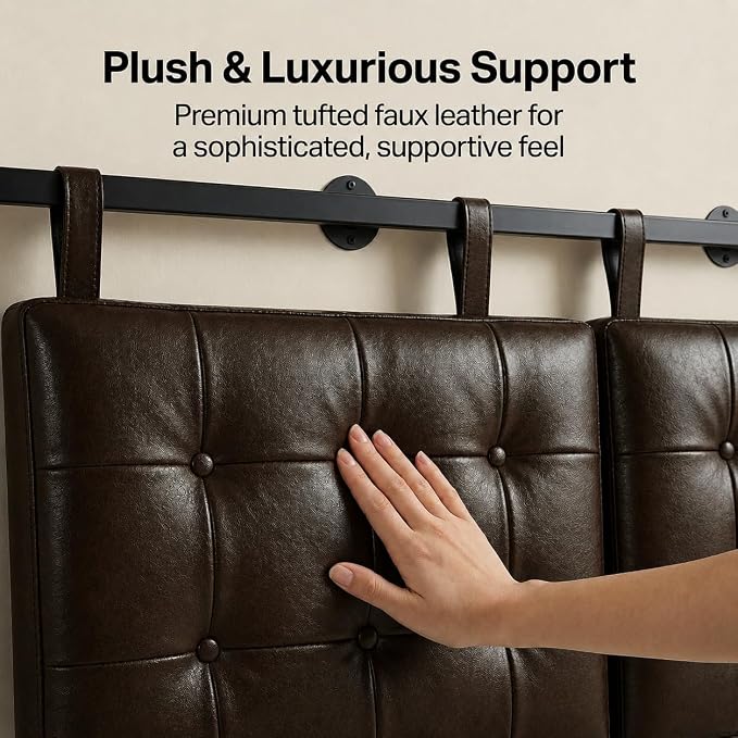 Queen Headboard only, Wall Mounted Headboard for Adjustable Bed, Hanging Head Board for Queen Size Bed Button Tufted Upholstered Headboard Cabeceras De Cama for Bedroom, Dorm, Dark Brown Faux Leather