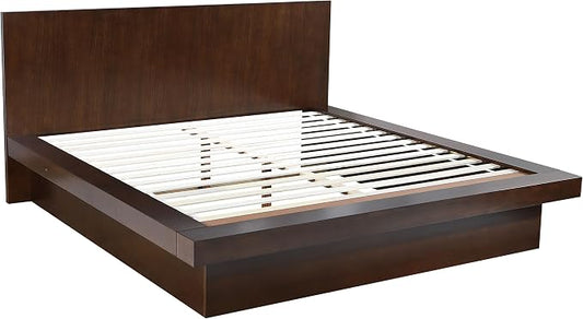 Coaster Home Furnishings Jessica Contemporary 4-Piece Bedroom Set Eastern King Size LED Panel Bed Frame 43-inch Headboard Cappuccino 200711KE-S4