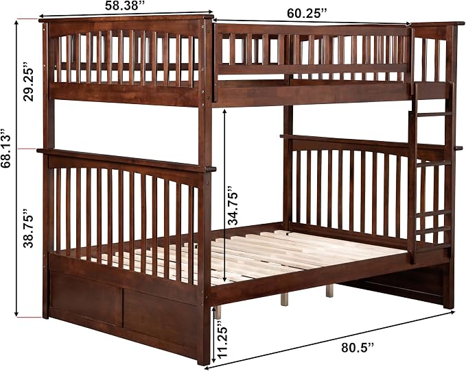 AFI, Columbia Ladder Bunk Bed Full Over Full, Walnut