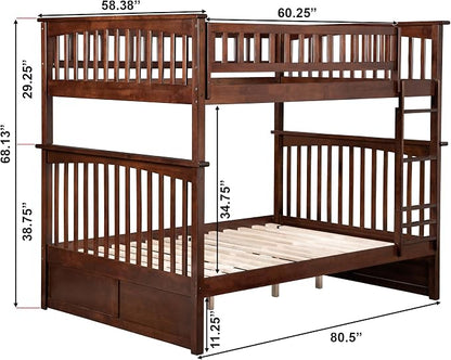 AFI, Columbia Ladder Bunk Bed Full Over Full, Walnut