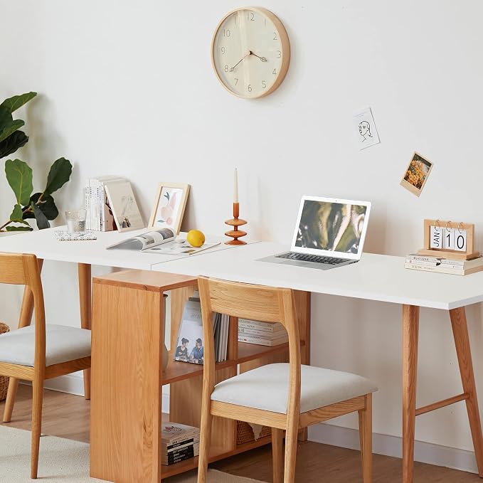 Kaboon 45.67"x23.62" White Table Top, Solid One-Piece Desktop, Reversible Melamine Countertop, Double Desks, L-Desk DIY