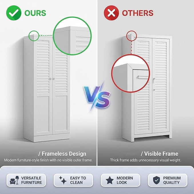 61'' Metal Pantry Cabinet, Steel Storage Cabinet for Kitchen & Home | Flexible Storage with Heavy-Duty Shelves,Stable Design with Floor Protection,Freestanding Structure