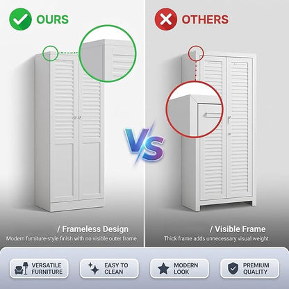 61'' Metal Pantry Cabinet, Steel Storage Cabinet for Kitchen & Home | Flexible Storage with Heavy-Duty Shelves,Stable Design with Floor Protection,Freestanding Structure