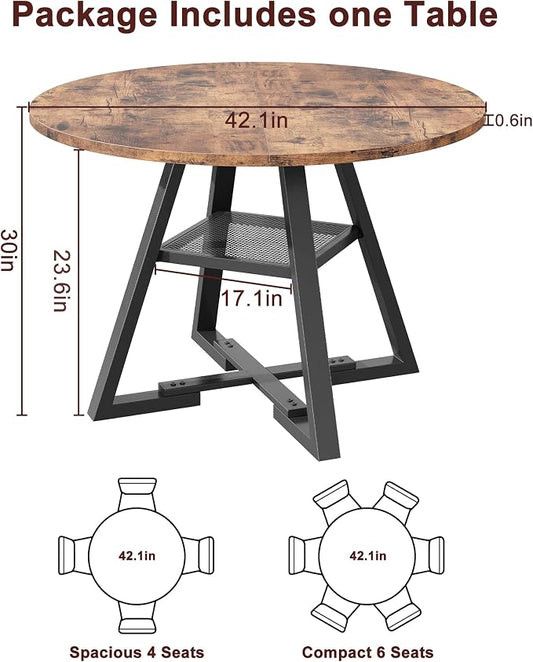 Jocoevol Round Dining Table for 4,Kitchen Dining Room Circle Dinner Pedestal Table,Space Saving Wood Kitchen & Dining Room Furniture (Vintage, 42In)