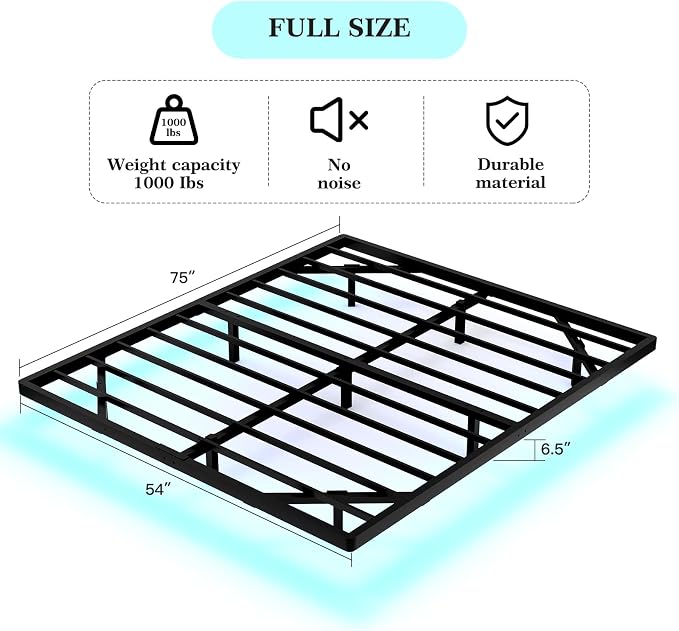 Awesofurni Floating Bed Frame Full Size, Full Bed Frame with Smart LED Lights, Heavy Duty Modern Metal Platform Bed No Box Spring Needed - Easy Assembly and Noise Free