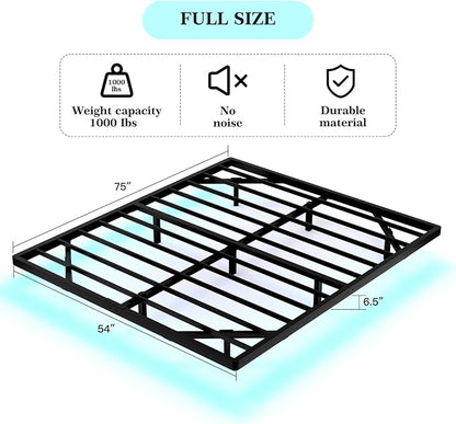 Awesofurni Floating Bed Frame Full Size, Full Bed Frame with Smart LED Lights, Heavy Duty Modern Metal Platform Bed No Box Spring Needed - Easy Assembly and Noise Free