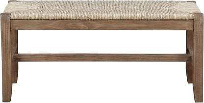 Alaterre Furniture Newport 40 Inch Solid Wood Entryway Bench - Modern Farmhouse Indoor Decorative Bench with Natural Seagrass Rush Seat - Furniture for Entryway, Dining Room, or Kitchen (Natural)