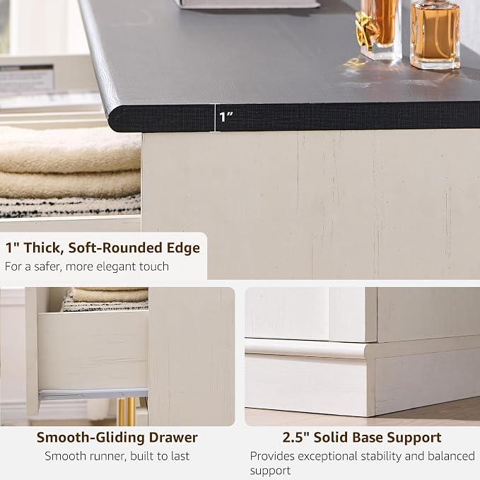 ACCOHOHO Arched Dresser for Bedroom with 9 Drawers, 52" Wide Modern Chest of Drawers with Rounded Edge & Metal Handles, Wood Storage Closet Dressers TV Stand for Living Room, Hallway, White