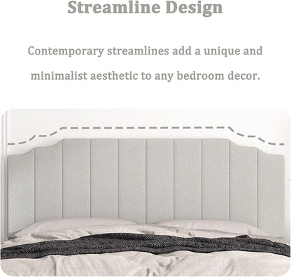 Befurtori King Size Headboard Only, Linen Wall Mounted Headboard King for Adjustable Bed Modern Upholstered Head Board Easy Assembly, Linen Gray