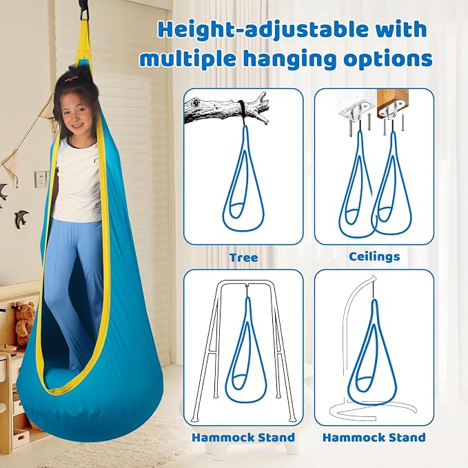 Sensory Pod Swing Hanging Seat Hammock Chair (Teal)