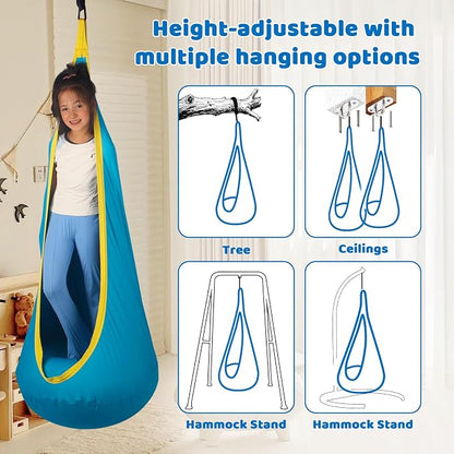 Sensory Pod Swing Hanging Seat Hammock Chair (Teal)