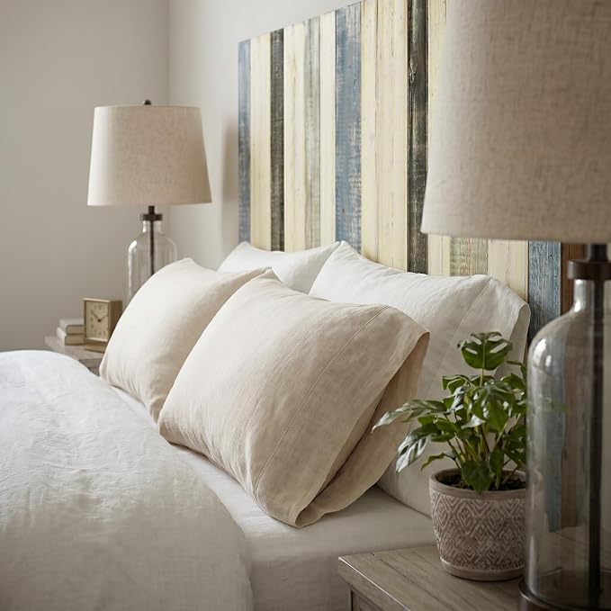 Barn Walls Full Wood Headboard - Farmhouse Mix Design - Wall Mounted Floating Headboard for Full Bed - Handcrafted Solid Wood - Easy No-Drill Installation